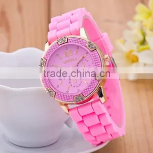 GENEVA 6 Diamond Watches Women 8 Color Silicone Strap Watch Fashion Quartz Wristwatches for Ladies Montre Femme thumbnail-3
