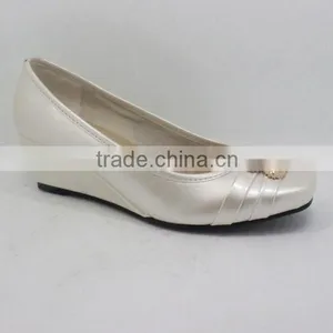 High Quality Silver Mid Heels Wedge Shoes Ladies Fashion Square Toe Shoes thumbnail-1