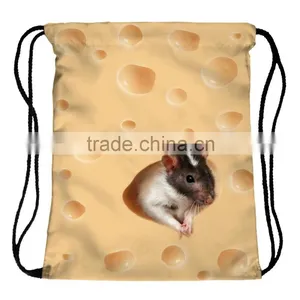 High Quality 3D Printed Cheese With Mouse Fashion Print Drawstring Bag thumbnail-6