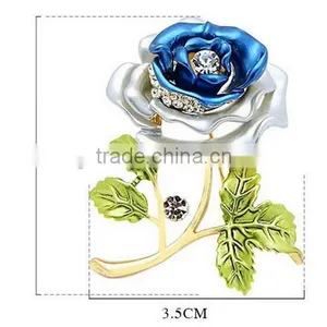2015 Hottest Purple Red Charmpagne Rose Flower Pin Brooch thumbnail-3