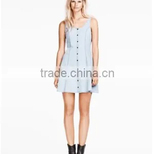 2014 Beautiful Ladies Casual Dresses Pictures Name Brand Womens Sleeveless Denim Sexy Dress Low Price thumbnail-1