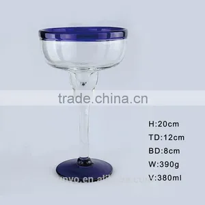 Blue Rim and Bottom Thick Thickness Long Stem Ice-cream Margaret Glass thumbnail-2
