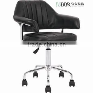 Square Black Leather Bar Stool With Nylon Castor K-1371 thumbnail-1