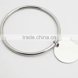 Round Dog Tag Factory Customize Stainless Steel Charm Bracelet Bangle thumbnail-4