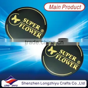 Gold Plated Custom Design Self Adhesive Office Nameplate Maker,round Embossed Logo Metal Emblem Label Plate thumbnail-1