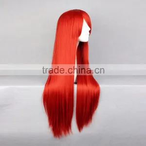 Free Shipping 80cm Long Fairy Tail-Elza Elza Scarlet Dark Red Straight Synthetic Anime Cosplay Hair Wig thumbnail-2