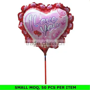 Hot Sale Custom Heart Shape Mini Stick Foil Balloons thumbnail-1