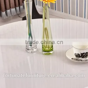 80cm White Color Round Tempered Glass Top Dining Table thumbnail-3