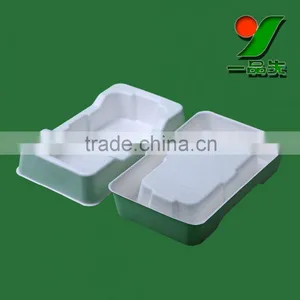 China Manufacturer Biodegradable Sugarcane Bagasse Pulp Molded Tray , Natural Color Smooth Surface Packaging thumbnail-2