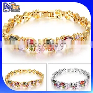 High Quality Color CZ 18K Yellow Gold Plating Bracelet Dubai Gold Jewelry CZ Bracelet Wholesale thumbnail-1