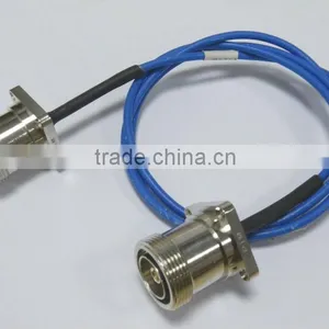 Pigtail, Cable Assembly, 7/16 Female Flange Mount 7/16 Female Flange Mount With RG142 Cable, Blue Jacket thumbnail-1