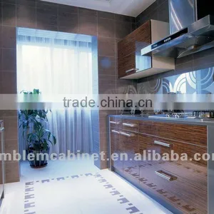 High Gloss Wood Grain Kitchen Cabinet thumbnail-1