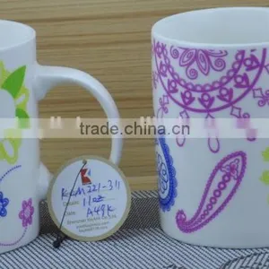 11OZ Leaf Design Full Decal Print Coffee Cups, Shiny Surface New Bone China Mug, KL8009-332 thumbnail-2