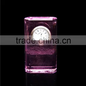 Transparent Simple Design Pink Crysal Cube Block Clock thumbnail-1