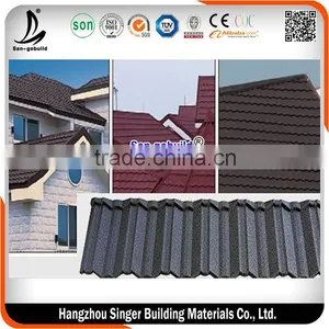 Black Color Classical Modern Stone Coated Metal Roofing Tile With Aluminum Zinc Sheet thumbnail-1
