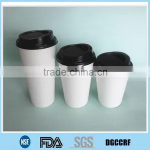 White Plain Paper Cup With Black Lid thumbnail-1
