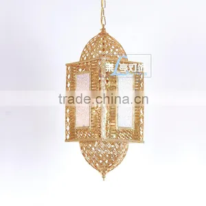 Antique Glass Moroccan Style Hanging Lantern Pendant Lighting thumbnail-2