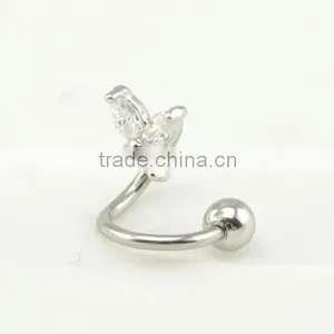 316l Stainless Steel Lip Rings Lip Jewelry With Butterfly Zircon S Bar"S"bar Unique Designs for Mouth Eyebrow Rings Helix thumbnail-4