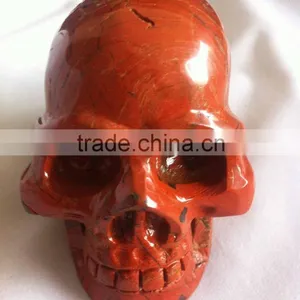 High Quality Natural Gemstone Bloodstone Skull Sculpture Decor thumbnail-3