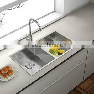 Zero Radius Handmade Stainless Steel Sink 32" x 19" x 10" Double Bowls (cUPC Approved,very Competitive Price!) thumbnail-2