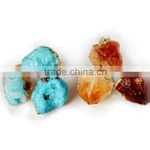 Alloy Citrine Druzy Agate Ring thumbnail-2
