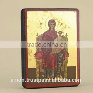 Greek & Russian Orthodox Wooden Icon. Mother God. Panachranta thumbnail-3