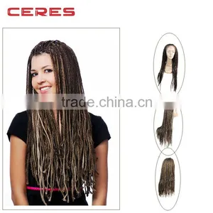 Synthetic Wig for Africa American Women Material Lace Front Black Kinky Curly Wig Style Box Braid Wig With Heat Resistant Fiber thumbnail-1