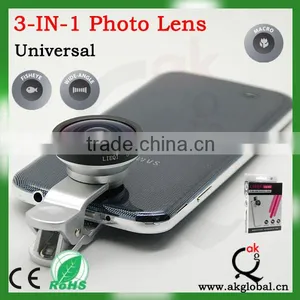 Self-timer Fisheye 0.4X Super Wide-Angle Lens Fisheye Add-on Macro 3 IN 1 Phone Lens For IPhone 5 thumbnail-1