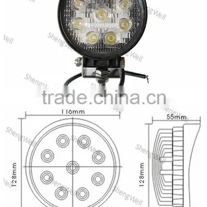 4" 27W 9--32V Round LED Work Light Epistar Led Work Light Flood/Spot Beam Magnet Base Working Led Machine Light thumbnail-1