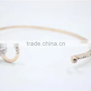 Classic Light Rose Gold Polished Bangle Bracelet White Clear Rhinestone W/Sides Claw Diamond Chain Cuff 2016New Intrend Style thumbnail-5