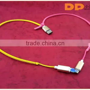 Top Sell Product Colorful Zipper Usb Cable Illuminated Fluorescent Zipper Cable 2 in 1 Usb Data Cable thumbnail-4