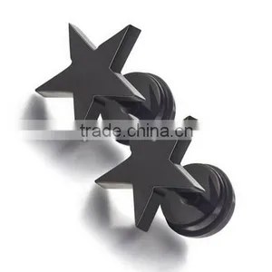 Black Five-pointed Star Stainless Steel Earrings Jewelry thumbnail-2