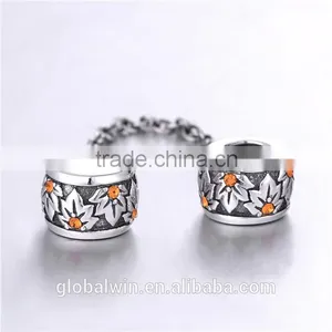 925 Sterling Silver Maple Leaf Safty Chain European Custom Bracelet Jewelry Charm thumbnail-3