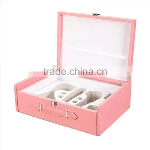Chinese Factories Wholesale Custom High-grade Leather Dressing Case, Pink Makeup Box thumbnail-3