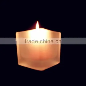 Mini Square Shaped Frosted Glass Candle Wax Jar /candle Holder thumbnail-2