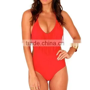 2017 Wholesale Fashion One -piece Swimwear With Tassels thumbnail-5