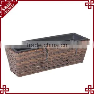 Wall Mounted Long Flower Pot Plastic Rattan Rectangular Planter Box thumbnail-3