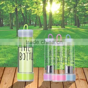 BPA FREE High Quality Food Grade Glass Tea Infuser Bottle/Tea Filter Water Bottle/fruit Juice Glass Bottle With Easy Handle thumbnail-1