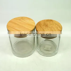 Clear Round Glass Candle Jars Candle Holders With Bamboo Lid thumbnail-3