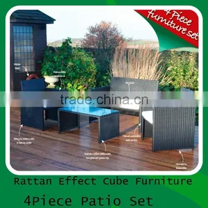 Fire Redardant Fabric Standard 4 Pcs Plastic Outdoor Black ot Blue Rattan /wicker Effect Furniture Set thumbnail-4