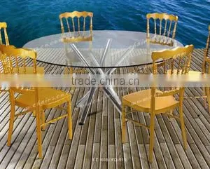 Wholesale Modern Tempered Glass Dining Table With Stainless Steel Base thumbnail-6