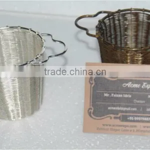Tea Strainer Stainless Steel | Brass and Silver Finish Deep Basket Tea Strainer thumbnail-1