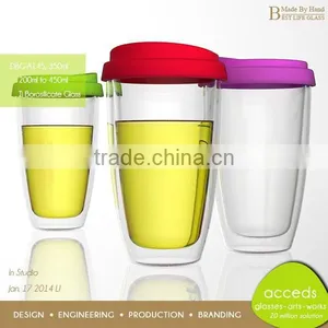 Borosilicate Glass High Quality Drinkware Double Wall Travel Mug thumbnail-5