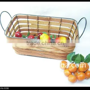 Brown Rectangle Storage Iron Basket With Metal Handle thumbnail-1