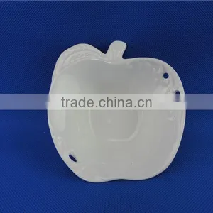 Stock Small White Ceramic Popcorn Bowl Apple Shaped Bowl thumbnail-2
