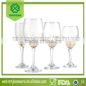 High Quality Wine Glass and Water Glass Set With Golden Decal thumbnail-1