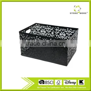 Office Desk Metal Punched Storage Basket With Twin Handles thumbnail-1