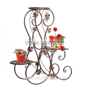 3-Tiered Scroll Decorative Metal Garden Patio Standing Plant Flower Pot Rack Display Shelf Holds 3-Flower Pot Stand thumbnail-6