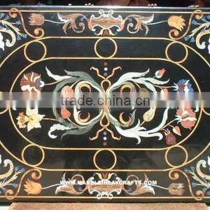 Black Marble Inlay Table Top, Marble Inlay Table thumbnail-1