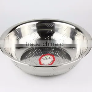 Vegetables Basin Stainless Steel Pots Vegetables Drain Basket Cooking Vegetables Basket Fruit Bowl 28cm thumbnail-2